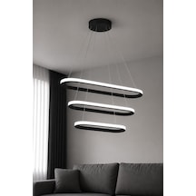 AvizeGO Elipso 3'lü Led Sarkıt Avize Beyaz Işık Siyah