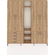 Arges Dolap 14 Raflı 4 Çekmeceli Tek Askılı 220x30x243 Çam-çam/çam Atlas Çam/atlas Çam