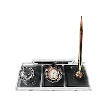 Mertkristal Kristal Masa İsimliği Kalemli Ofis Hediyesi M112-Gold