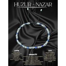 Sertifikalı Lapis Lazuli, Lav Ve Hematit Doğal Taşlı Kadın/erkek Bileklik Gümüş