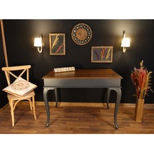 Wooding-Mobilya Wooding 100 Cm Masif Antrasit Ceviz Yemek Masası
