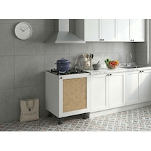 Kenzlife Ocak Dolabı Kamuran Mat Beyaz 85 60 56 Jut Kare Kapak Mdf Gövde Arkalıksız