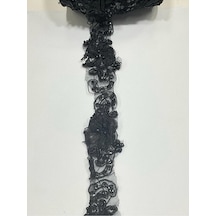 Pullu Boncuklu Ara Şerit / Siyah / 1 Metre