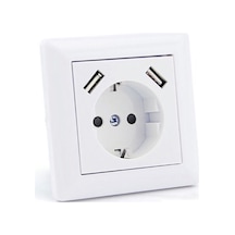 Axis Sıva Altı Topraklı Priz 16A + 2 Usb 23A