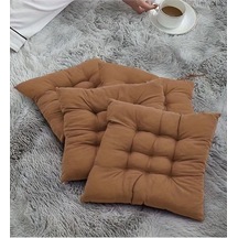 4'lü Sandalye Minderi Bağcıklı, Çökme Yapmaz Sünger Dolgulu, Yıkanabilir 40x40 Cm Kahve Diğer