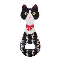 Miyav Kedi Şeklinde Mıknatıslı Şişe Kapak Açacağı, Buzdolabı Magnet Pembe, 5.5x14 Cm, Seramik Kaplama Siyah Diğer