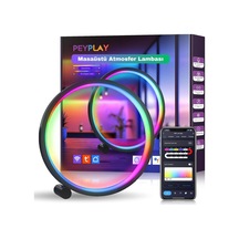 Akıllı Rgb Müzik Ritim Gece Lambası 25cm Led Halka Masa Lambası Bluetooth Kumandalı App Kontrollü Ortam Işığı Siyah