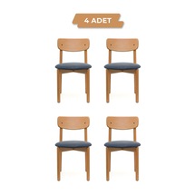 Keynote Natural Ahşap 4'lü Mutfak Salon Yemek Odası Sandalyesi