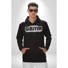 Asgari Üçret Gibiyim Kimse Benle Geçinemiyor Yazılı Kadın Erkek Siyah Kapüşonlu Sweatshirt Hoodie Siyah