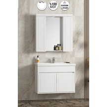 Çuha 80 Cm Beyaz Mdf Pk-109 Asma Banyo Dolabı Takımı Beyaz