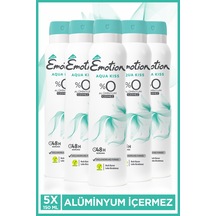 Aqua Kiss Kadın Alüminyumsuz Vegan Deodorant 5x150 ML Hızlı Kurur, Leke Bırakmaz