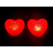 Led Işıklı Kırmızı Kalp Gece Lambası Dekoratif Hediyelik Çok Renkli