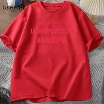 Flood Of Style Bakımsız Ve Güzel T-shirt Erkek Kadın Komik Rahat Erkek Giysileri Baskı Streetweed Pamuk Kısa Kırmızı