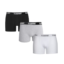 Techsport Boxer Short 3 Pack Erkek Boxer 3'lü Siyah, Beyaz, Gri Siyah - Beyaz - Gri