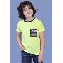 Toontoy Kids Toontoy Erkek Çocuk Neon Renkli Baskılı Tişört Sarı
