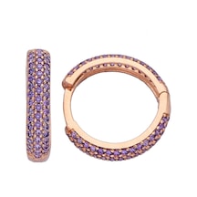 925 Ayar Gümüş Mor Taşlı Rose Halka Küpe - 12110900 Rose Gold