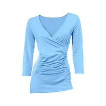 Bulalgiy Kadın Açık Mavi 3/4 Kollu Tişört - Bga171440 Açık Mavi