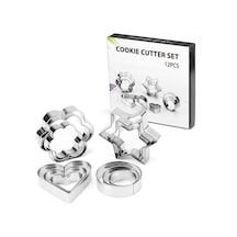 12 Adet Pişirme Aletleri, Pişirme Kalıpları, Zencefilli Kurabiye Şablonları, Kurabiye Kalıpları Gümüş Diğer