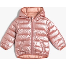 Koton Şişme Mont Kapşonlu Fermuarlı Cep Detaylı Pembe 4wmg20002aw 4WMG20002AW280