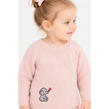 Kız Bebek Fil Detaylı Kazak 23115 Pembe