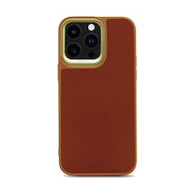 Kajsa Apple Uyumlu iPhone 14 Pro Max Kılıf Soft Deri Metal Kamera Çerçeveli ​Kajsa Litchi Kapak KAJSA-25513