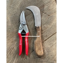 Apalı Makas Pro Set Budama Makası Karbon Çelik Aşı Bıçağı Cep Çakısı 26cm 2li Set