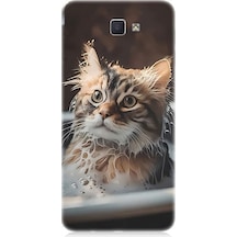 Samsung Galaxy J7 Prime Uyumlu Banyo Yapan Kedi Desenli Silikon Kılıf
