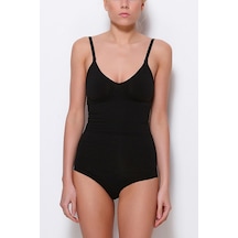 Anında Incelme Ince Askılı Çıtçıtlı Body Korse Siayh