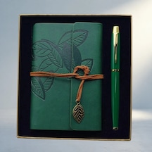 Şık Defter Kalem Seti Yeşil Renk Kutu İle Diger