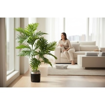 Yapay Çiçek Areka Palmiye Ağacı 100 Cm Salon Çiçeği Yapay Bitki Saksı Siyah Gümüş Yeşil
