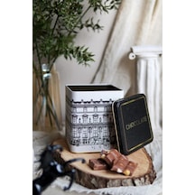 Er024-1j City Chocolate Desenli Kare Metal Saklama Kabı 12x12 Cm City Chocolate