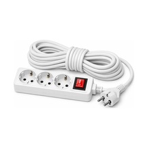 Anahtarlı 3'lü Priz 5 Metre Topraklı Uzatma Kablosu Çoklu Grup Beyaz 16a-250v