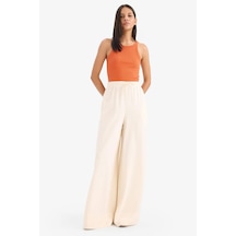 DeFacto Wide Leg Keten Karışımlı Kumaş Palazzo Pantolon Yüksek Bel Geniş Paça E0127AX25SPER105