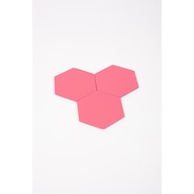 Pembe Altıgen Deri Bardak Altlığı 3 Adet Pembe