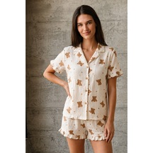 Kadın V Yaka Comfort Fit Kar Beyaz Pijama Takımı