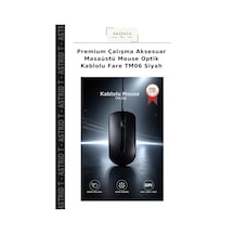 Premium Çalışma Aksesuar Masaüstü Mouse Optik Kablolu Fare Tm06 Siyah