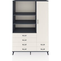 Hyperion Dolap 7 Raflı 6 Çekmeceli Tek Kapaklı 132x44x195 Antrasit-aytaşı/aytaşı Aytası/aytası