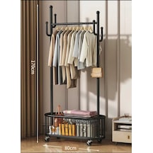 Oval Konfeksiyon Askılığı Siyah Askılık Ayaklı Askılık Kıyafet Askılığı Siyah