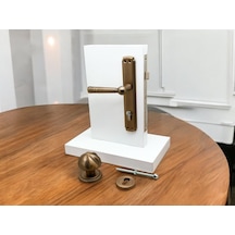 Osmanli Mat Antik Sarı Çelik Kapı Kolu Sol Basar + Mevlana Kapı Tokmağı Ve Rozeti