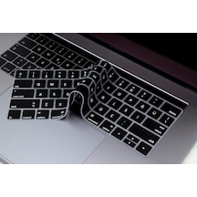 Macbook Pro Türkçe Q Klavye Koruyucu Us Ansı Düz Enter Uyumlu Silikon Keyboard Cover 13-15 İnç A1706 A1989 A2159 A1707 A1990 Amerikan İngilizce Klavyeyi Türkçe Q Ya Çeviren Siyah