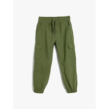 Koton Kargo Jogger Pantolon Cepli Beli Bağlamalı Pamuklu Yeşil 5wkb40005tw Yeşil