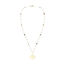 Renkli Taşlı Markiz Göz Altın Kolye