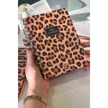 2026 Haftalık Ajanda Spiralli A5 12 Aylık Leopard Genel