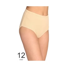 Kadın Beyaz 12'li Paket Pamuk Ribana Yüksek Bel Bato Külot 001