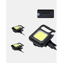 Led Mini Anahtarlık Fener 1000 Lümen Güçlü Işık Ve Usb Type-c Şarjlı - Lisinya Siyah