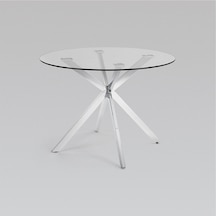 Zalika Paslanmaz Metal&cam Yuvarlak Yemek Masası