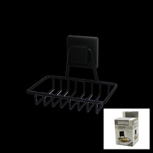 Siyah - Metal Katı Sabunluk Kare Güçlü Yapışkanlı 11x12.5x11cm Go53/00696 Çok Renkli
