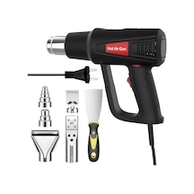 Lemestar Isı Fırçası 2000w 50-650 C Sürekli Sıcaklık Regülasyonu 2 Lü Hava Hızı 5 Ağızlı + 1 Scraper Ergonomik Kumaş Avrupa Standartı Siyah