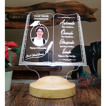 Fotoğraflı Mezuniyet Hatırası, Öğrenciye İsimli Karne Mezuniyet Hediyesi, Kitap Tasarımlı 3d Led Lamba