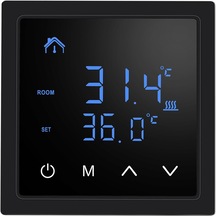 Siyah Led Dokunmatik Ekranlı Akıllı Termostat 16a Yerden Isıtma Sıcaklık Kontrol Cihazı 85265v Elektrikli